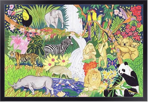 Постер Jungle Animals с типом исполнения На холсте в раме в багетной раме 221-01