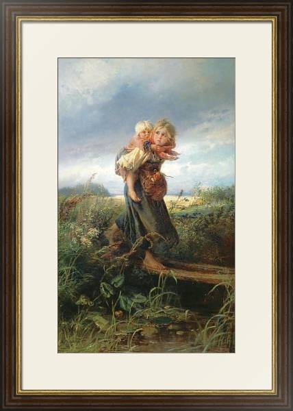 Постер Дети, бегущие от грозы. 1872 с типом исполнения Под стеклом в багетной раме 1.023.036