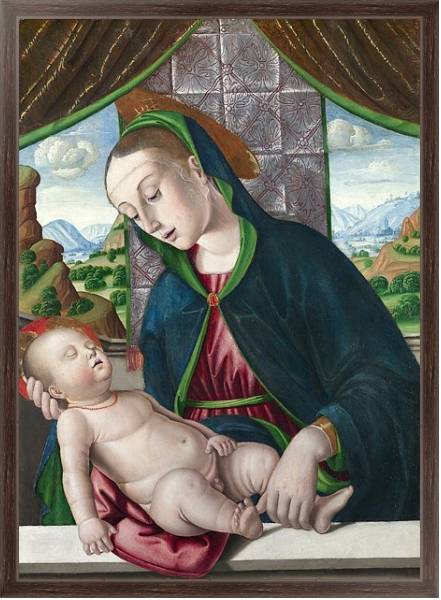 Постер Дева Мария с младенцем 22 с типом исполнения На холсте в раме в багетной раме 221-02