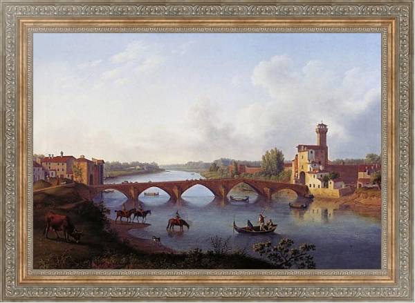 Постер Der Ponte a Mare in Pisa (Toskana) с типом исполнения На холсте в раме в багетной раме 484.M48.310