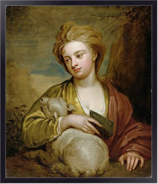 Постер Portrait of a Woman as St. Agnes, traditionally identified as Catherine Voss, c.1705-10 с типом исполнения На холсте в раме в багетной раме 221-01