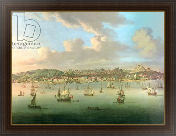 Постер The British Fleet Sailing into Lisbon Harbour, 1735 с типом исполнения На холсте в раме в багетной раме 1.023.151