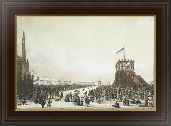 Постер Масленичное гуляние с катанием с гор на Царском лугу в Санкт-Петербурге с типом исполнения На холсте в раме в багетной раме 1.023.151