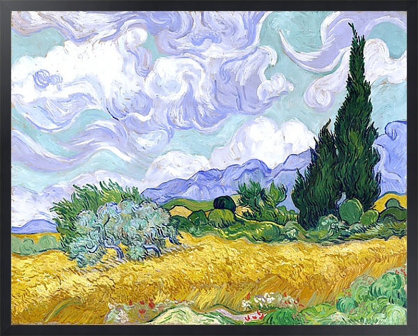 Постер Пшеничное поле с кипарисами с типом исполнения На холсте в раме в багетной раме 1727.8010