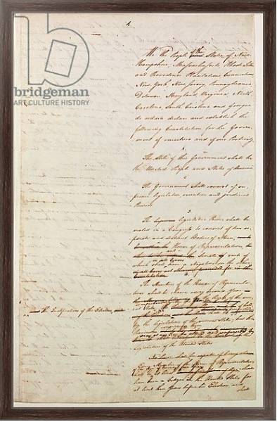Постер First draft of the Constitution of the United States, 1787 с типом исполнения На холсте в раме в багетной раме 221-02