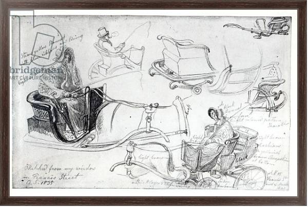 Постер Pony and Traps on Francis Street, London, 1835 с типом исполнения На холсте в раме в багетной раме 221-02