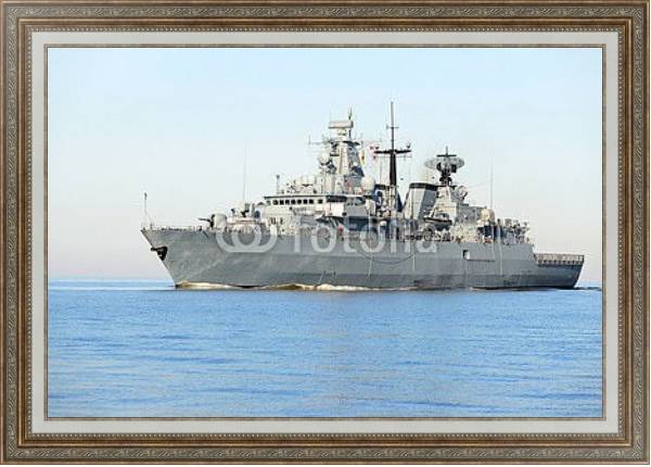 Постер Военный корабль с типом исполнения На холсте в раме в багетной раме 595.M52.330