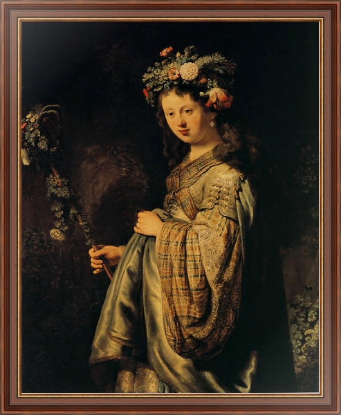 Постер Флора (портрет Саскии в виде Флоры) с типом исполнения На холсте в раме в багетной раме 35-M719P-83