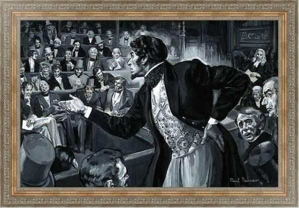 Постер Benjamin Disraeli during his maiden speech to Parliament с типом исполнения На холсте в раме в багетной раме 484.M48.310