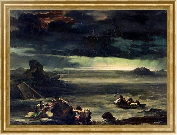 Постер Scene of the Deluge, 1818-20 с типом исполнения На холсте в раме в багетной раме NA033.1.051