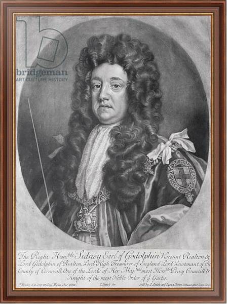 Постер Portrait of Sidney Godolphin 1st Earl of Godolphin engraved and published by John Smith 1707 с типом исполнения На холсте в раме в багетной раме 35-M719P-83