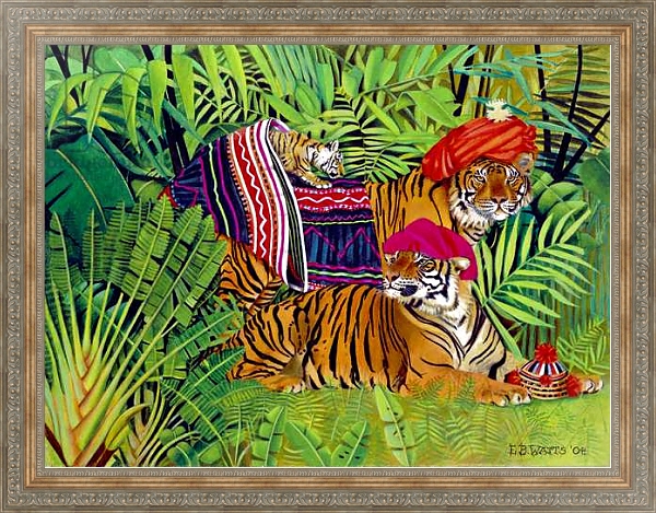 Постер Tiger family with Thai Clothes, 2004 с типом исполнения На холсте в раме в багетной раме 484.M48.310