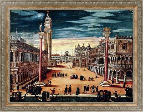 Постер The Piazzetta di San Marco, Venice с типом исполнения На холсте в раме в багетной раме 484.M48.310