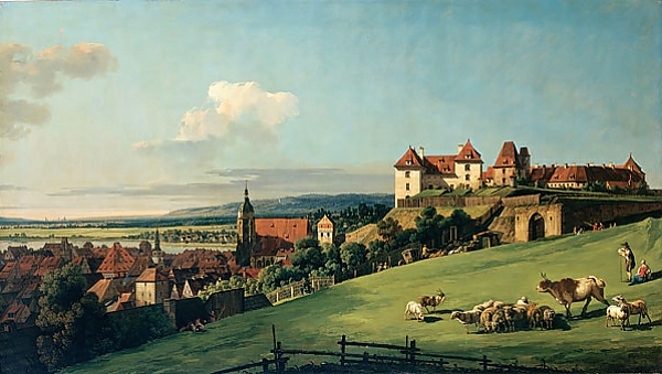 Постер Вид Пирны от замка Зонненштайн с типом исполнения На холсте без рамы
