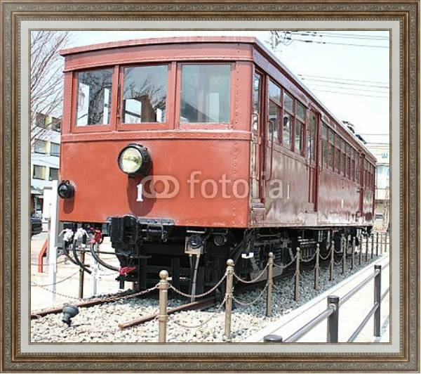 Постер Вагон ретро-поезда с типом исполнения На холсте в раме в багетной раме 595.M52.330