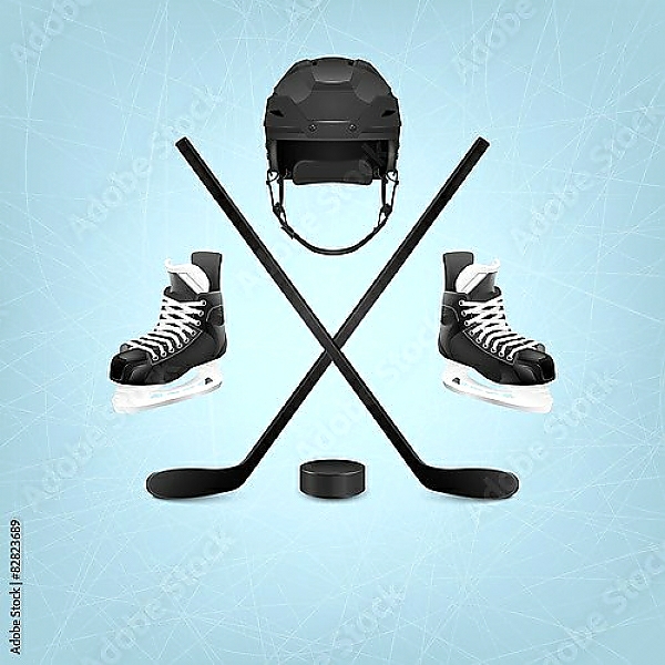 Постер Аксессуары для хоккея с типом исполнения На холсте без рамы