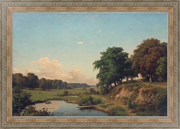 Постер Пейзаж с прудиком с типом исполнения На холсте в раме в багетной раме 484.M48.310