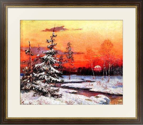 Постер Зимний пейзаж 7 с типом исполнения Под стеклом в багетной раме 1.023.036