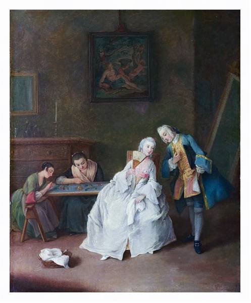 Постер A Lady receiving a Cavalier с типом исполнения На холсте в раме в багетной раме 221-03