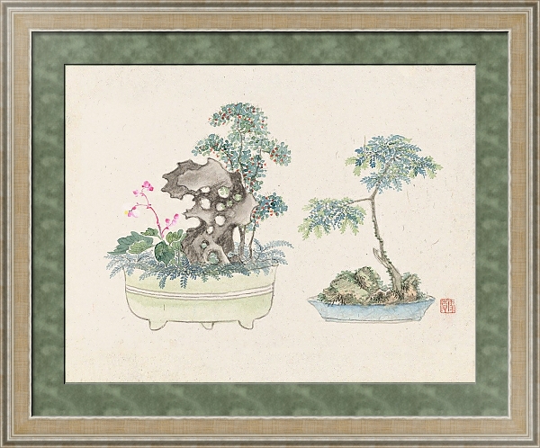 Постер Bonsai kabenzu, Pl.16 с типом исполнения Акварель в раме в багетной раме 485.M40.584
