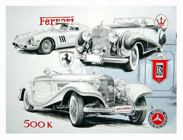 Постер Автомобили в искусстве 49 с типом исполнения На холсте в раме в багетной раме 221-03