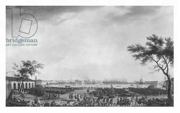 Постер New Port and Arsenal of Toulon, seen from the artillery depot, 1755 с типом исполнения На холсте в раме в багетной раме 221-03