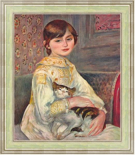 Постер Портрет мадемуазель Жюли Мане с кошкой с типом исполнения На холсте в раме в багетной раме NA053.0.113