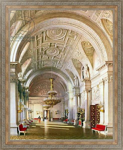 Постер View of the White Hall in the Winter Palace in St. Petersburg, 1865 1 с типом исполнения На холсте в раме в багетной раме 484.M48.310