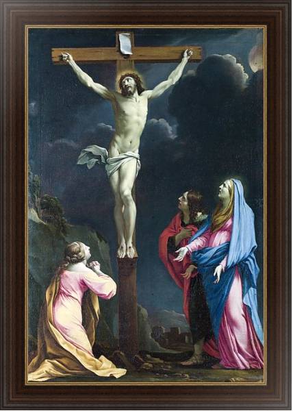 Постер Христос на кресте с Девой Марией и Святыми с типом исполнения На холсте в раме в багетной раме 1.023.151