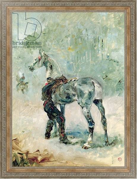 Постер Artilleryman Saddling his Horse, 1879 с типом исполнения На холсте в раме в багетной раме 484.M48.310