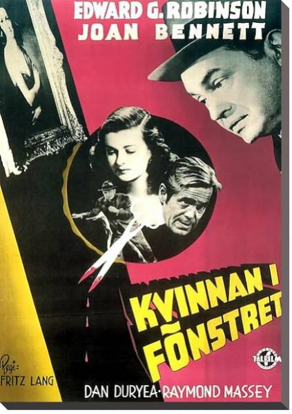 Постер Film Noir Poster - Woman In The Window, The с типом исполнения На холсте без рамы