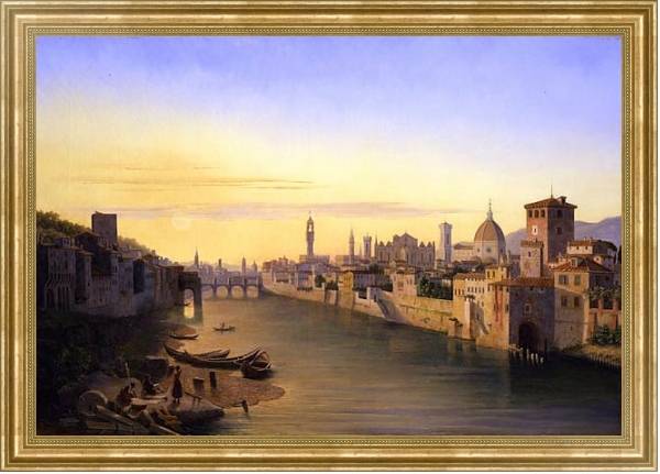 Постер Флоренция, вид на реку Арно с типом исполнения На холсте в раме в багетной раме NA033.1.051