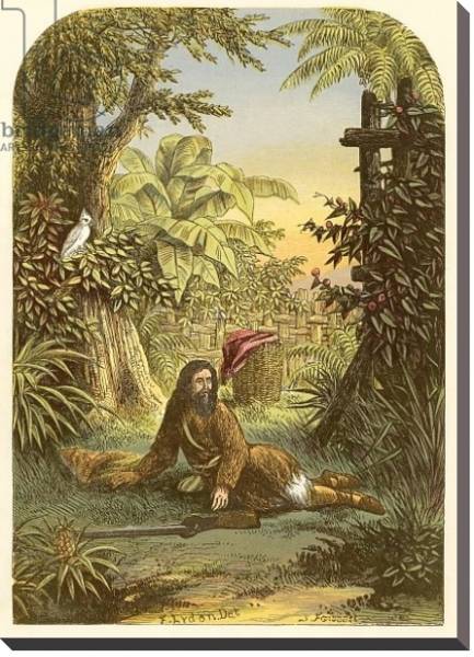 Постер Robinson Crusoe awakened from sleep by his parrot с типом исполнения На холсте без рамы