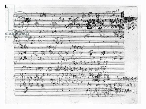 Постер Autograph score sheet for the Trio mi bemol opus 3 с типом исполнения На холсте в раме в багетной раме 221-03