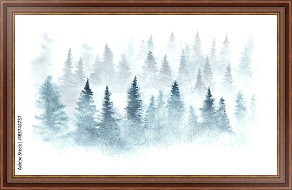 Постер Зимний лес в тумане с типом исполнения На холсте в раме в багетной раме 35-M719P-83