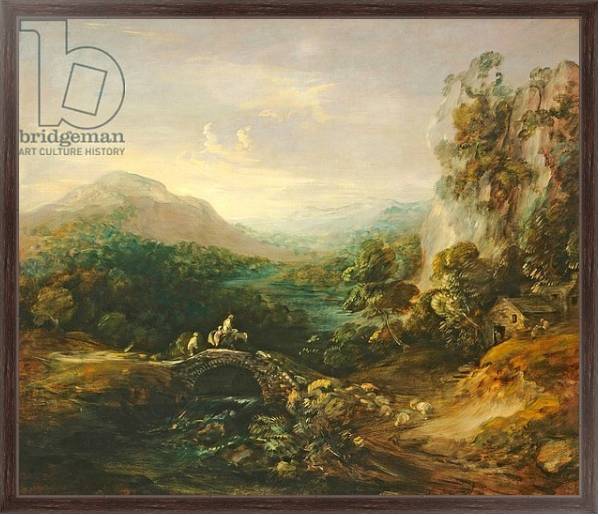 Постер Mountain landscape with bridge, c.1783-1784 с типом исполнения На холсте в раме в багетной раме 221-02