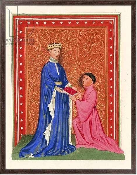 Постер Occleve Presenting his Book to Henry V, c 1410 с типом исполнения На холсте в раме в багетной раме 221-02