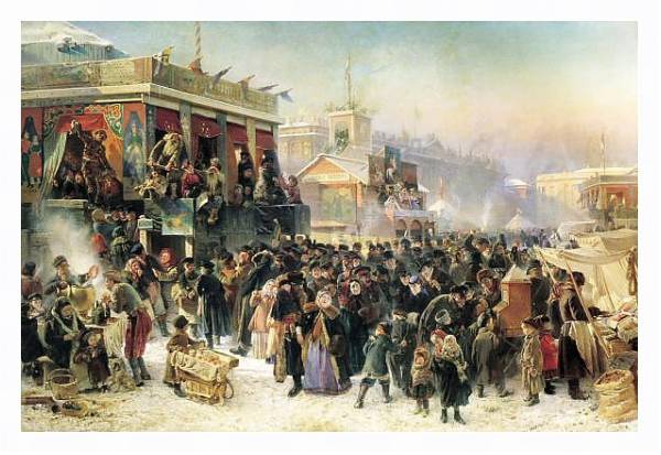 Постер Народное гулянье во время Масленицы на Адмиралтейской площади в Петербурге. 1869 с типом исполнения На холсте в раме в багетной раме 221-03