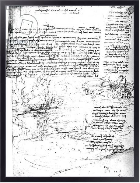 Постер Fol.145v-a, page from Da Vinci's notebook с типом исполнения На холсте в раме в багетной раме 221-01