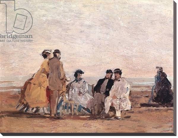 Постер On the Beach at Trouville, c.1865 с типом исполнения На холсте без рамы