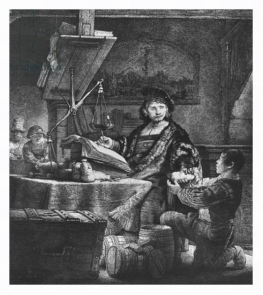 Постер Jan Uytenbogaert 'The Goldweigher', 1639 с типом исполнения На холсте в раме в багетной раме 221-03
