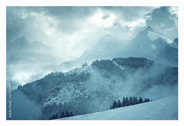 Постер Горы в снегу с типом исполнения На холсте в раме в багетной раме 221-03