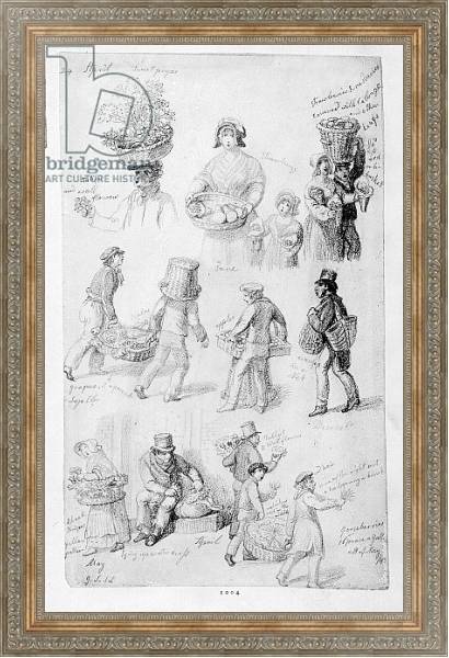 Постер London Street Vendors: The Cries of London, 1843 с типом исполнения На холсте в раме в багетной раме 484.M48.310