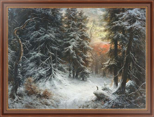 Постер Snow Scene in the Black Forest, 19th century с типом исполнения На холсте в раме в багетной раме 35-M719P-83