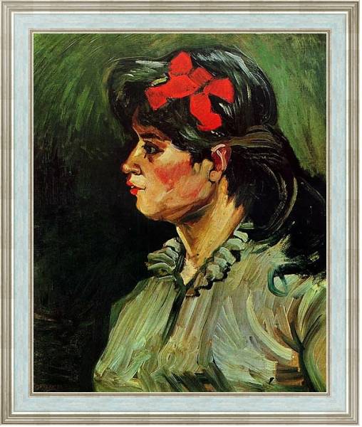 Постер Портрет женщины с красной лентой с типом исполнения На холсте в раме в багетной раме NA053.0.114