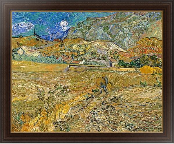 Постер Огороженное пшеничное поле с крестьянином с типом исполнения На холсте в раме в багетной раме 1.023.151