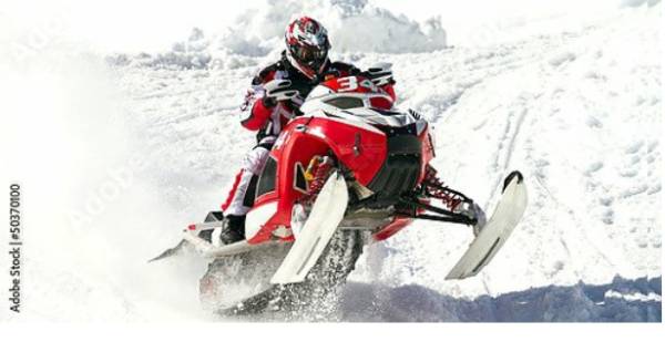 Постер Красный снегоход с типом исполнения На холсте без рамы