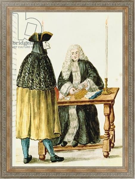 Постер A Magistrate Playing Cards with a Masked Man с типом исполнения На холсте в раме в багетной раме 484.M48.310