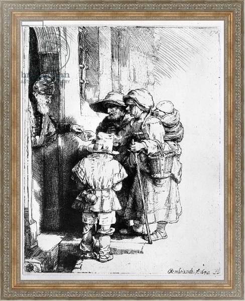 Постер Beggars receiving alms, 1648 с типом исполнения На холсте в раме в багетной раме 484.M48.310