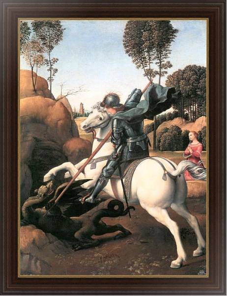 Постер Битва св. Георгия с драконом с типом исполнения На холсте в раме в багетной раме 1.023.151